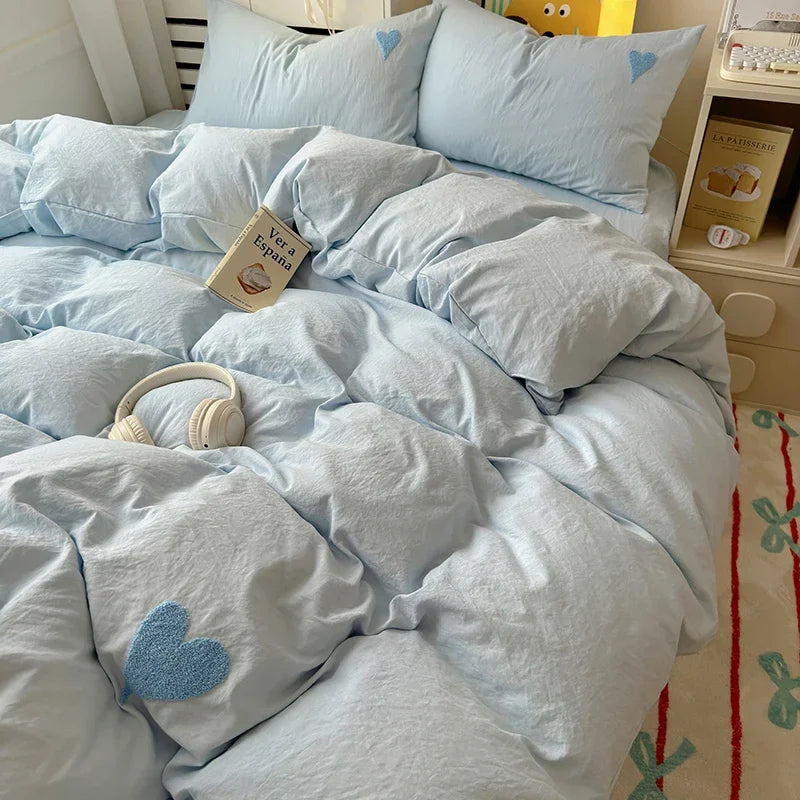 Washed Cotton Bedding Set - Black Duvet Cover Set