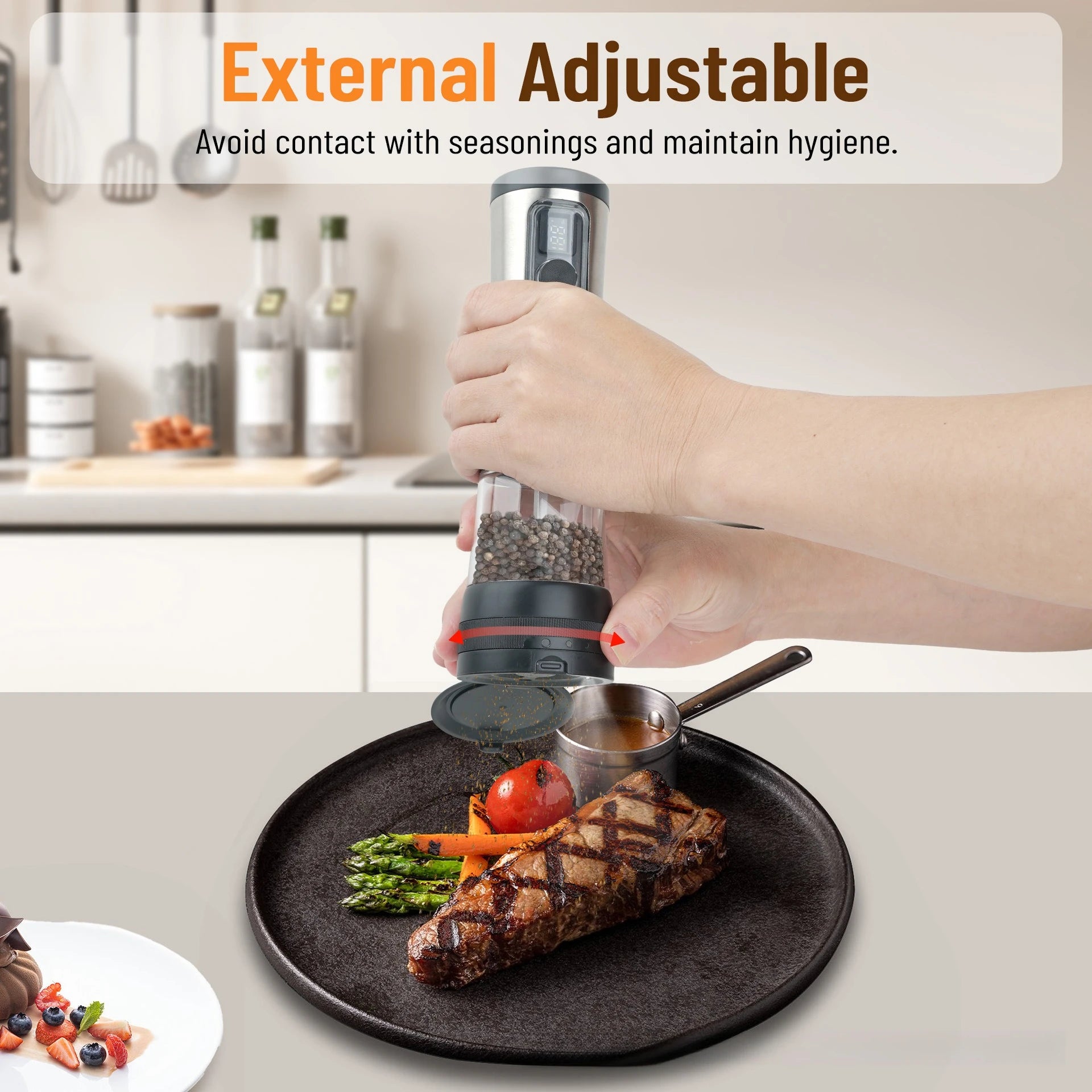 Electric Salt & Pepper Grinder Set – Rechargeable, LED Indicator, Adjustable Coarseness