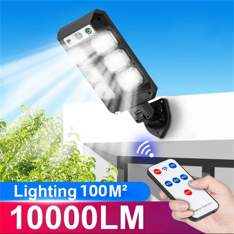 Solar Street Lights Outdoor Waterproof - Motion Sensor LED Lamp with 3 Lighting Mode
