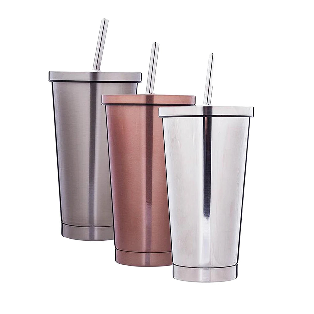 Stainless Steel Smoothie Cup with Straw