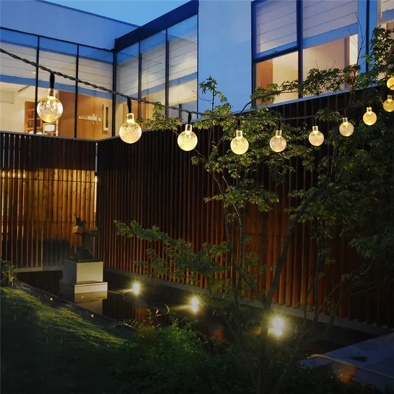 Solar Crystal Globe LED Outdoor Fairy String Lights