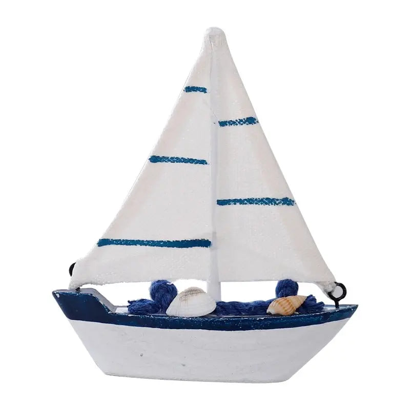 Wooden Blue Sailing Boat – Nautical Home Décor Ornament