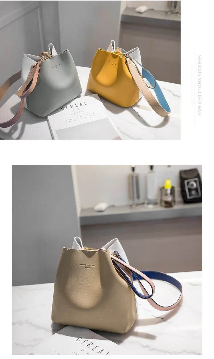 Fashionable PU Leather Bucket Bag
