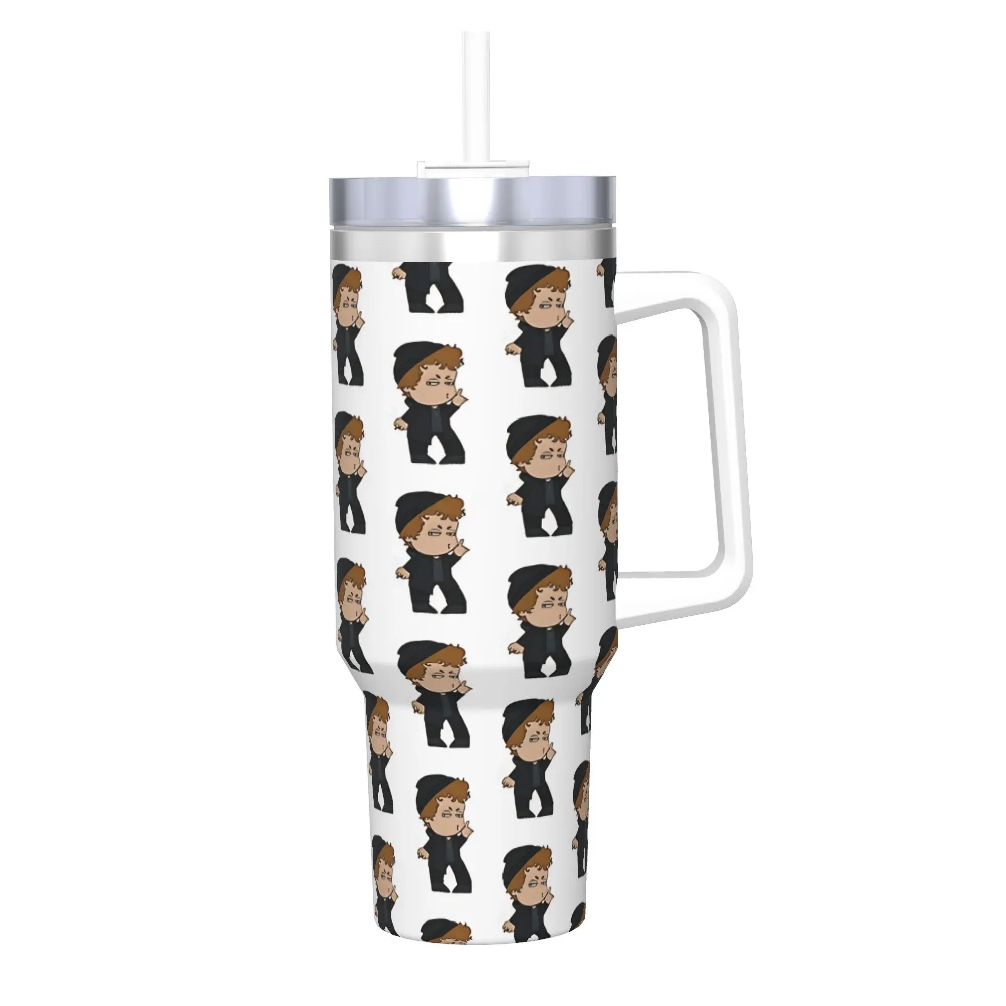 Large Portable Stainless Steel Thermal Tumbler with Straw