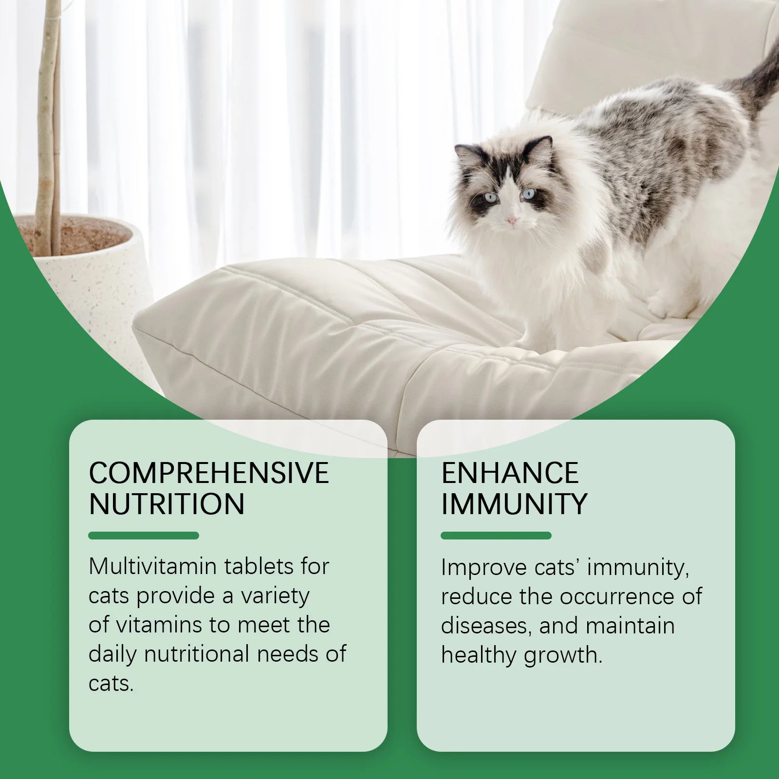 Cat Multivitamin and Mineral Supplement Tablets, Comprehensive Nutrition Formula, Enhances Immunity, Supports Overall Health