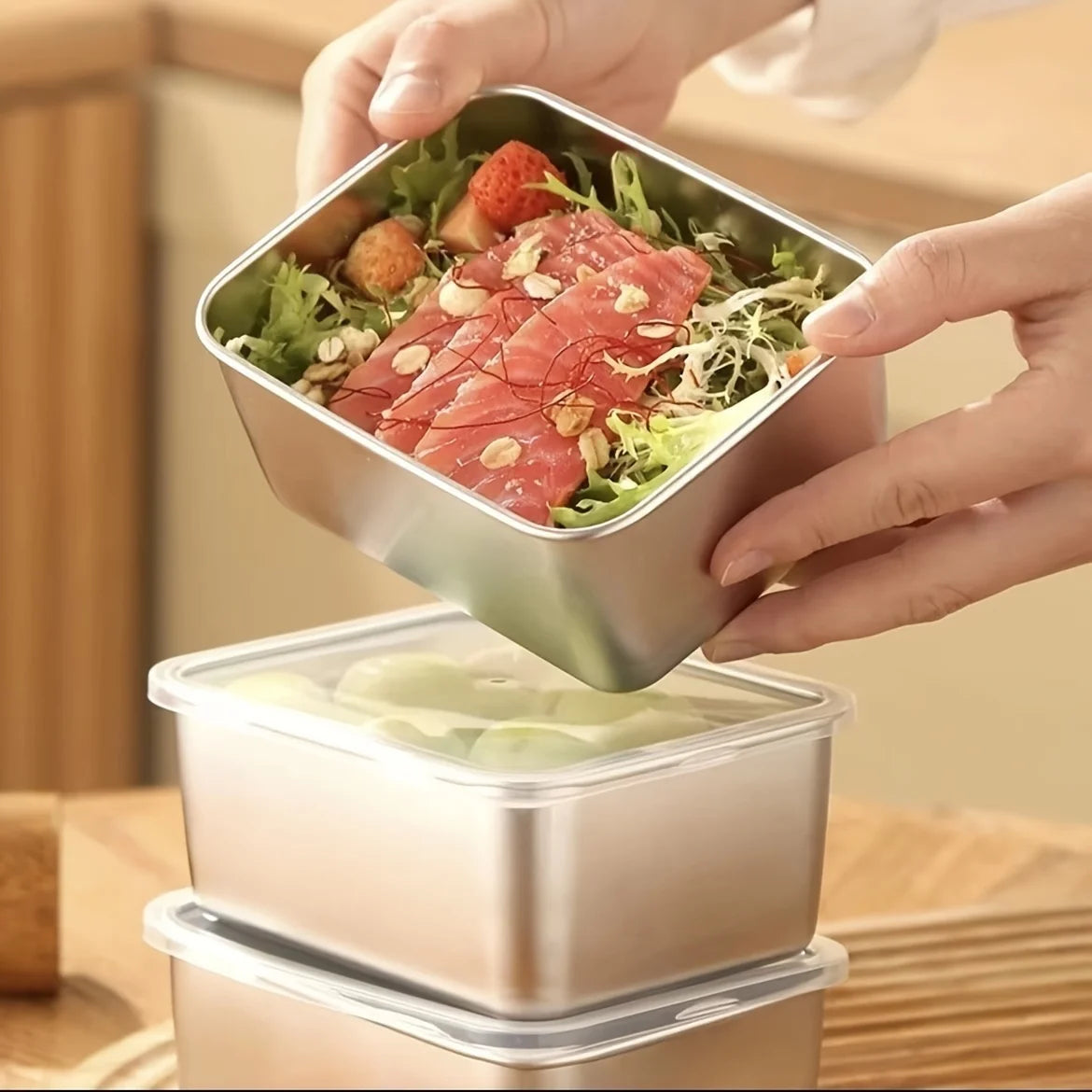 Stainless Steel Food Container Set with Lids – Set of 6