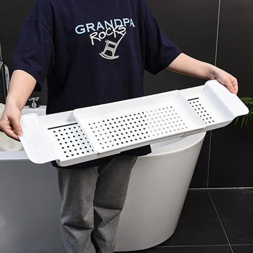 Adjustable Bathtub Rack - Telescopic Plastic Drainage Shelf