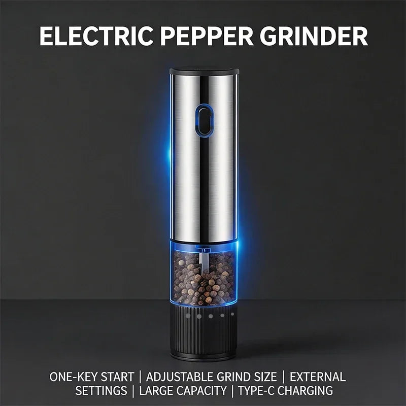 Electric Salt & Pepper Grinder – Rechargeable, Adjustable Coarseness