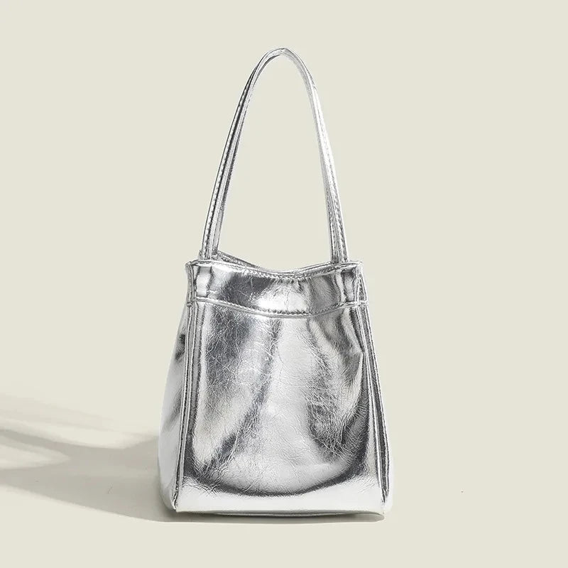 Women's Small Silver Bucket Bag