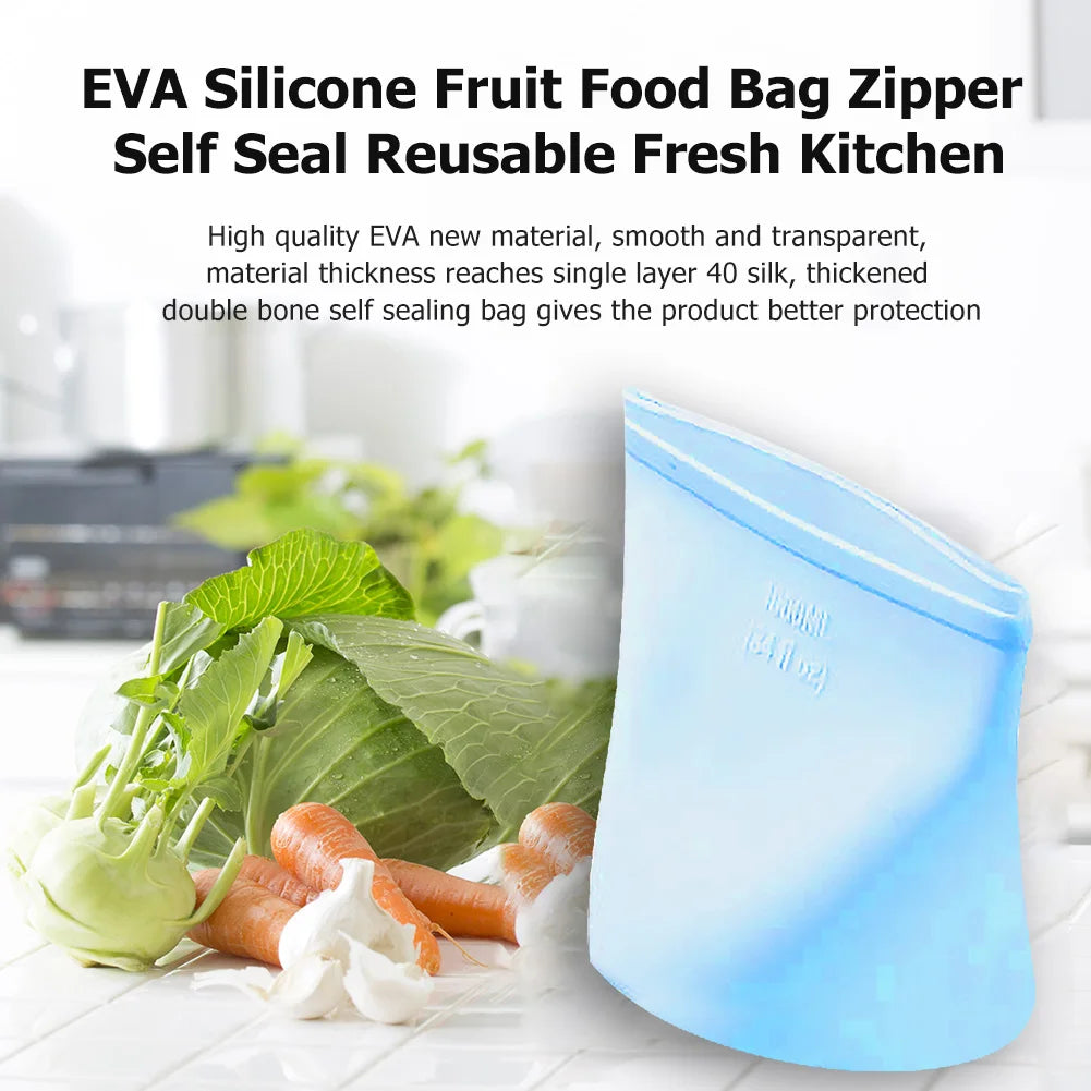 Silicone Food Storage Bags - Leakproof Containers - Reusable - Fresh-keeping