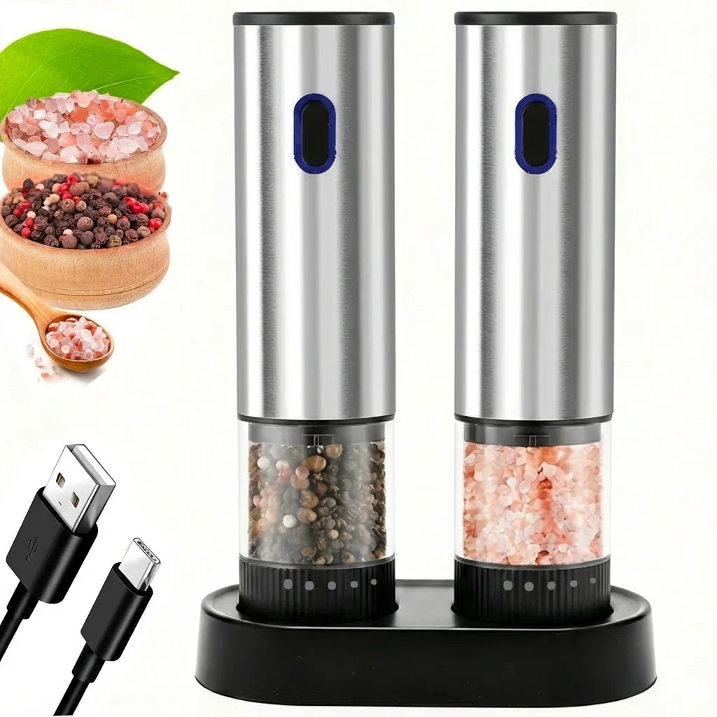 Electric Salt & Pepper Grinder – Rechargeable, Adjustable Coarseness