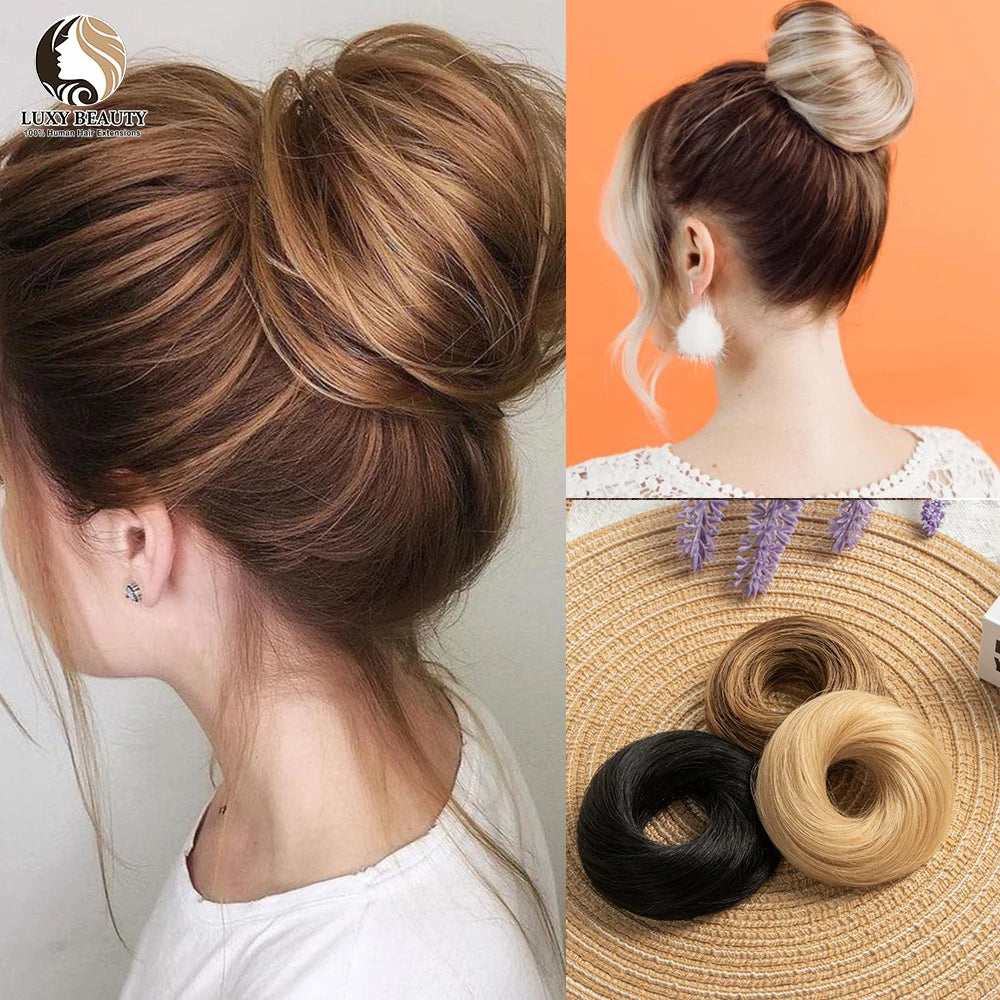 Human Hair Donut Chignon Bun Scrunchie – Updo Style, Natural Look